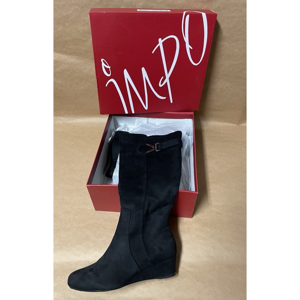 IMPO Gavina Black Wedge Boots Womens 6.5M New In Box